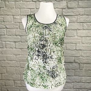 Zara Mesh Marbled Green Sequined Tank